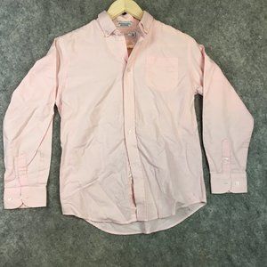 Izod Button Down Dress Shirt 14 Reg Pink Long Sleeve Business Cotton Blend Mens